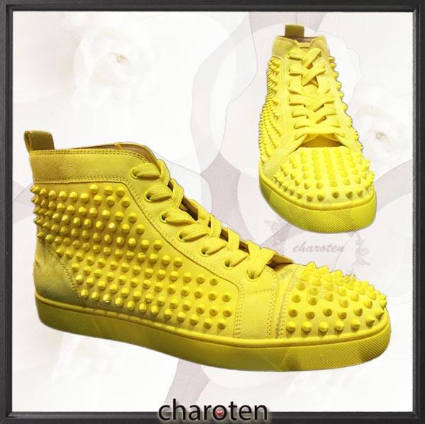 SS16新色 Christian Louboutin Louis Spikes ルブタンコピー ブラック ハイカットスニーカー スエード 6090205